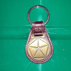 Vintage Chrysler Dodge Red Leather Keychain